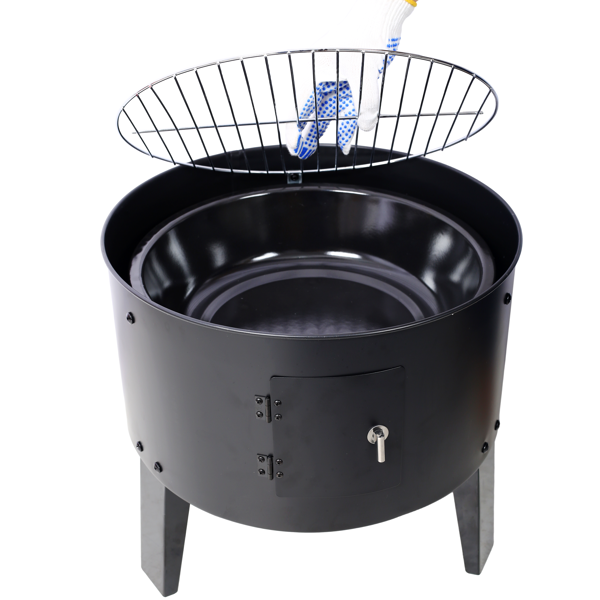 Charcoal Smoker Grill Wood Smoker Grills Outdoor Cooking 16 Inch Vertical Smoker Portable BBQ Grill for Camping, Black-13