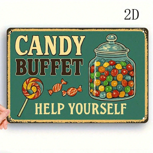 CIFbuy 2D平面复古金属铁皮墙饰，彩色糖果罐插画（TikTok, temu 自提物流）-7