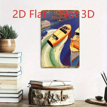 CIFbuy 1932年复古《摩托艇》杂志封面铁皮装饰牌，航海风墙面艺术，8x12英寸（TikTok, temu 自提物流）