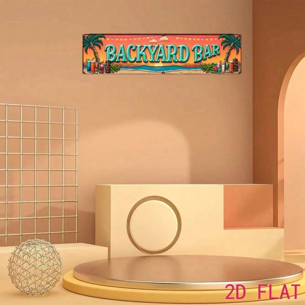 CIFbuy 2D 平面 4x16 复古金属铝制招牌，热带海滩酒吧夏日艺术风（TikTok, temu 自提物流）-3
