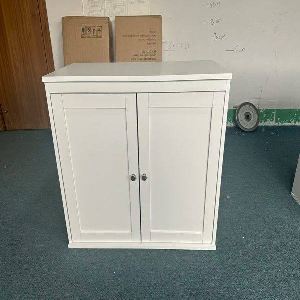 Kitchen Storage Cabinet with Double Doors, Coffee Bar Cabinet with Adjustable Shelves, Sideboard Buffet for Dining Room, Living Room or Entryway, Modern White Cupboard-4