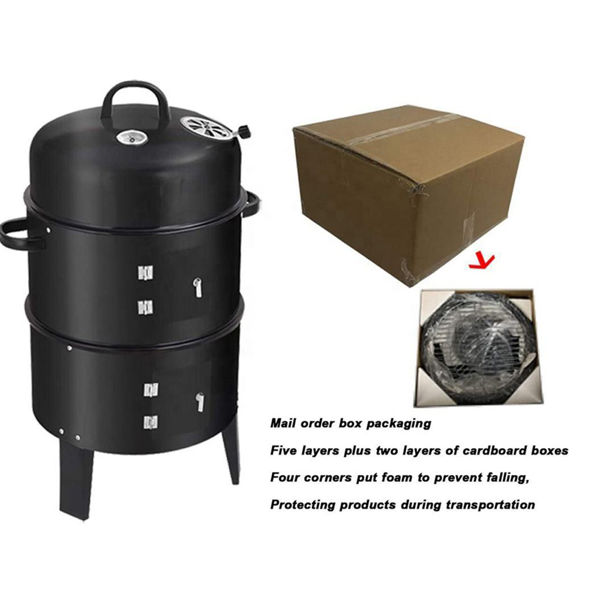 Outdoor double-layer grill, charcoal wood fired braising and smoking stove-6