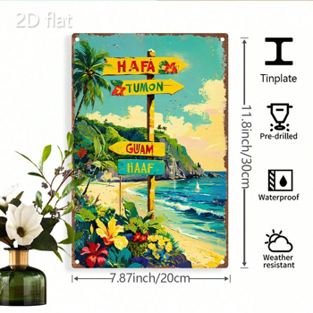 CIFbuy 热带海滩墙饰 8x12，日落棕榈树帆船海岸风金属牌匾（TikTok, temu 自提物流）