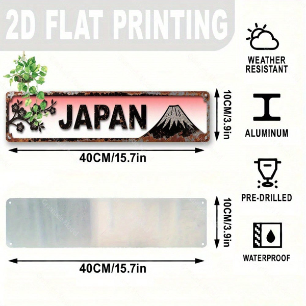 CIFbuy 日式风景铝制墙饰牌 15.7x3.9，耐用的二维平面装饰（TikTok, temu 自提物流）-3