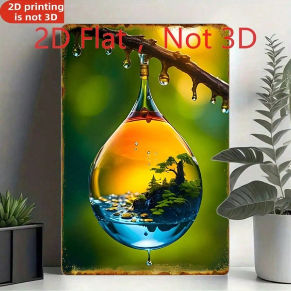CIFbuy 20x30厘米 复古铝制铁皮招牌 超现实微景观水滴壁饰（TikTok, temu 自提物流）-7