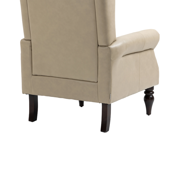 Wood Frame Armchair, Modern Accent Chair Lounge Chair with Sturdy Wood Legs for Living Room Bedroom (Camel PU)-16