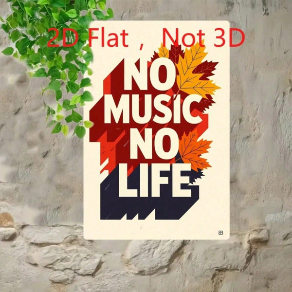 CIFbuy 20x30厘米 铝制铁皮招牌 “无音乐，无生活”，秋日枫叶墙饰装饰（TikTok, temu 自提物流）-5