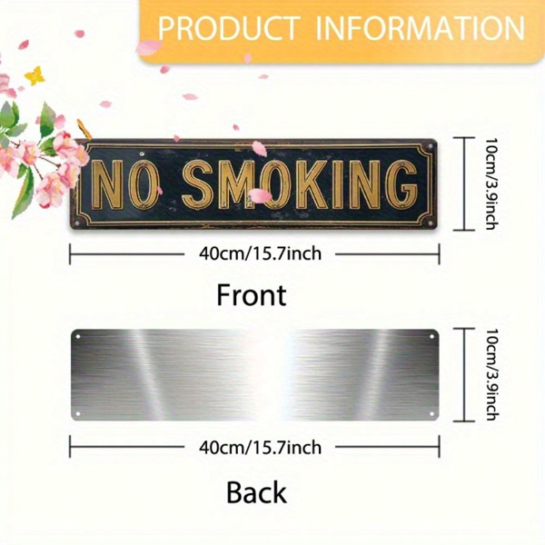 CIFbuy 复古禁烟标识 16x4，重型铝制黑金墙饰（TikTok, temu 自提物流）-3