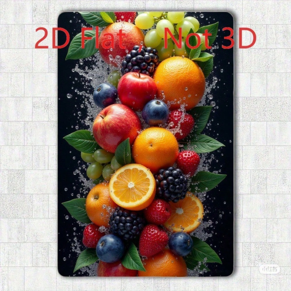 CIFbuy 20x30厘米 新鲜混合水果水花锡制装饰牌，2D印刷铝制艺术画（TikTok, temu 自提物流）-4