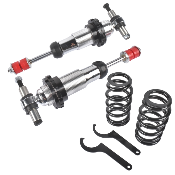 改装减震器套装 Pair 500lb Adjustable Coilover Shocks 6-coil springs Fits Ford Mustang II IFS-2