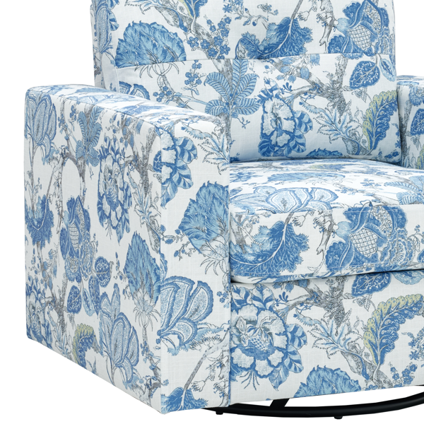 Floral Upholstery Degree Rotation Single Sofa Chair for Living Room, Bedroom, Office-12