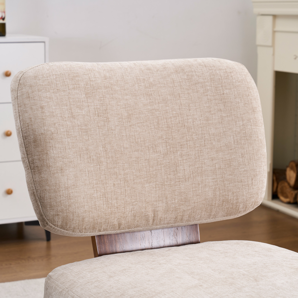 Linen Upholstered Armless Dining Chair with Casters,BEIGE-15