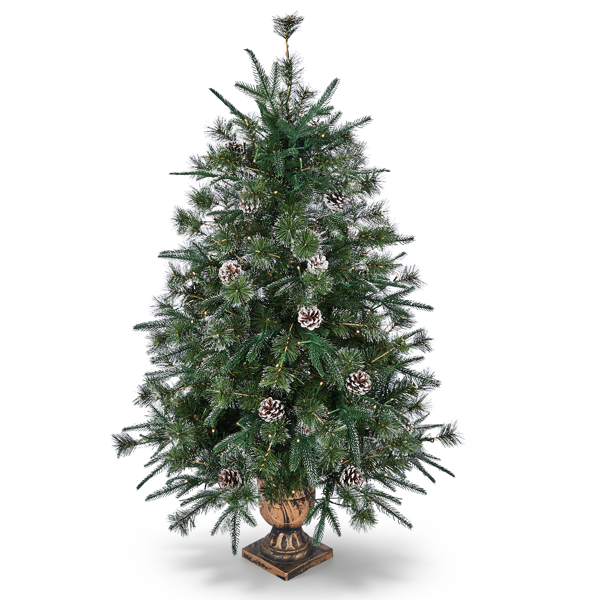 4FT  绿色 节节松 天使杯树 PVC+PE 200枝头 2段绑树 100灯 暖白8模式 带遥控 圣诞树 30V3.6W 英规-1