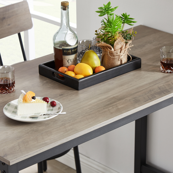 Bar Table Set with 4 Bar stools PU Soft seat with backrest, Grey, 47.24'' L x 23.62'' W x 35.43'' H-12