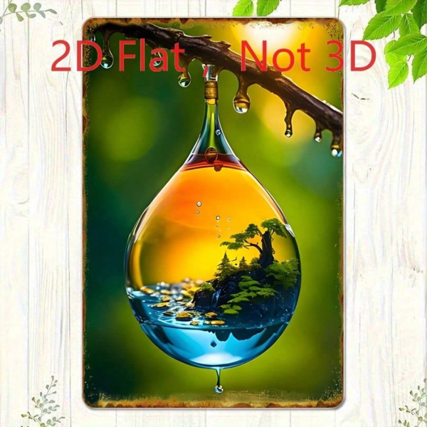 CIFbuy 20x30厘米 复古铝制铁皮招牌 超现实微景观水滴壁饰（TikTok, temu 自提物流）-5