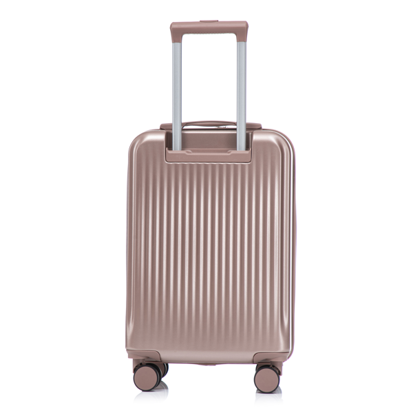 14"/20" 2 pcs/set in ABS Spinner Wheel Luggage, with Combination Lock and Front Opening Design, 14" Cosmetic Case (Champagne)-20