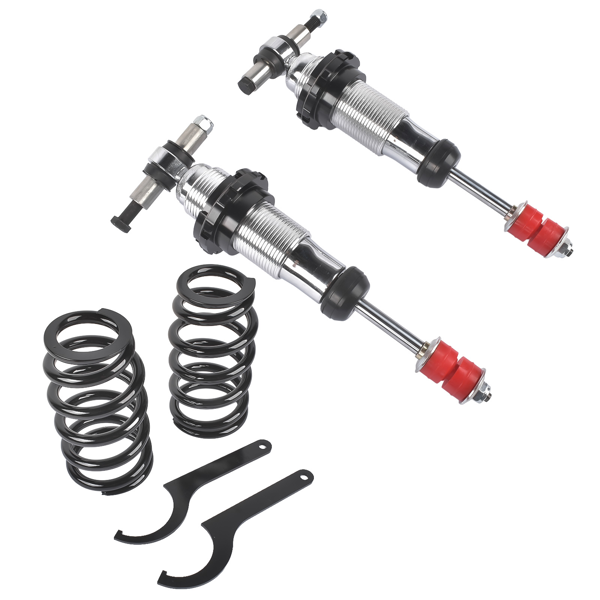 改装减震器套装 Pair 500lb Adjustable Coilover Shocks 6-coil springs Fits Ford Mustang II IFS-3