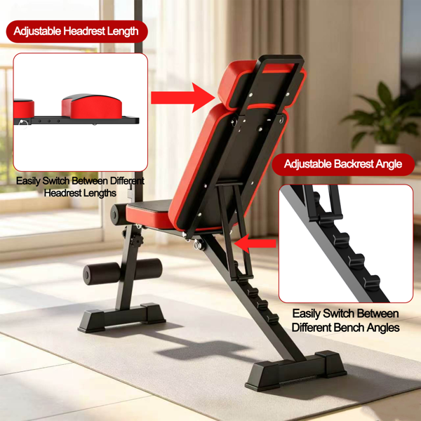 Multi-Functional Weight Bench with Pulley System and Adjustable Backrest-6
