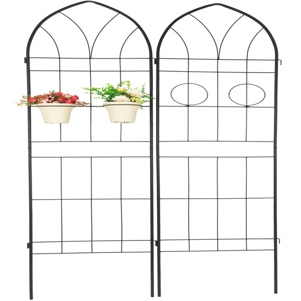 2 Pack Metal Garden Trellis 78.7" x 19.7" Rustproof Trellis for Climbing Plants Outdoor Flower Support Black-17