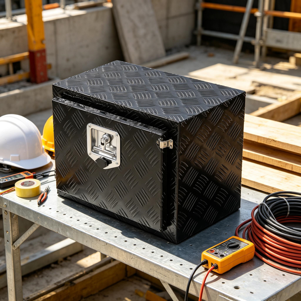 18 x 12 x 14英寸车身下卡车储物箱钻石板防水工具箱，带T型把手锁扣和钥匙，适用于卡车拖车-5