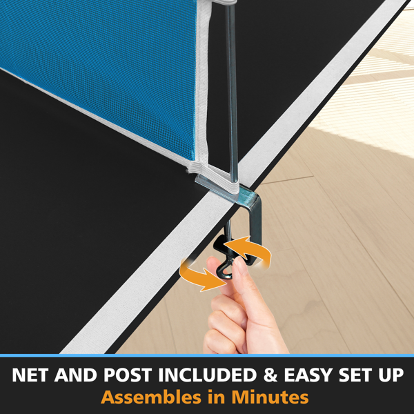 8ft Black Mid-Size Ping Pong Conversion Top Foldable & Portable Table Tennis Table Top for Indoor Games-10
