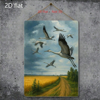 CIFbuy 2D平面印刷锡制画作 飞鹤金麦田 20x30厘米 装饰（TikTok, temu 自提物流）