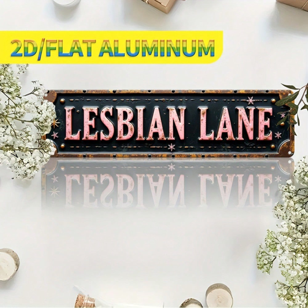 CIFbuy 复古女同性恋巷复古墙饰标牌，浮雕铝制哥特风 3.9x15.7 英寸（TikTok, temu 自提物流）-2
