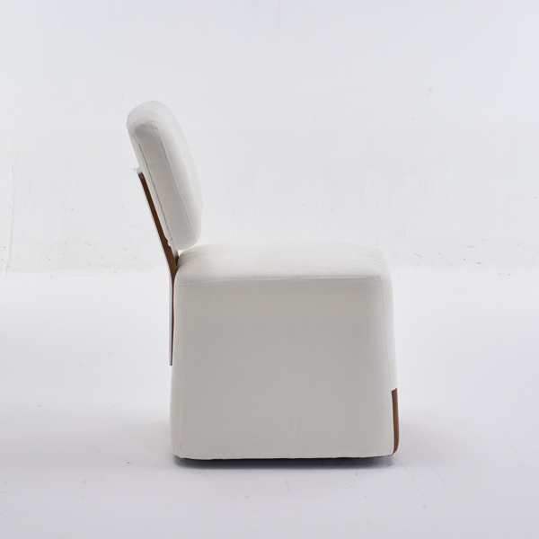 Linen Upholstered Armless Dining Chair with Casters,IVORY-4