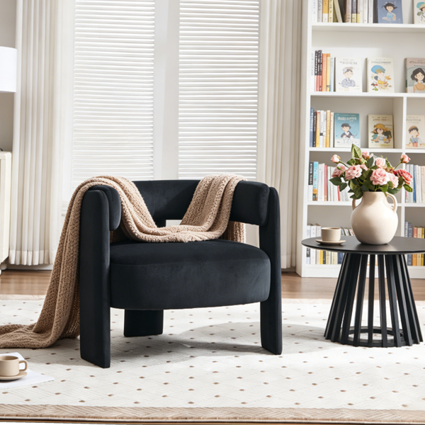 Accent Chair for Living Room, Velvet Comfy Single Sofa Chair Mid-Century Modern Armchair Wooden Legs for Bedroom Office Reading-26