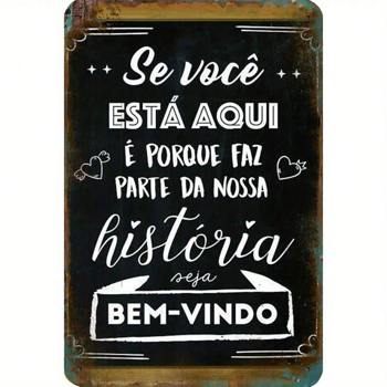CIFbuy 葡萄牙欢迎牌 复古“Bem-Vindo”金属壁饰，铁艺 8x12（TikTok, temu 自提物流）