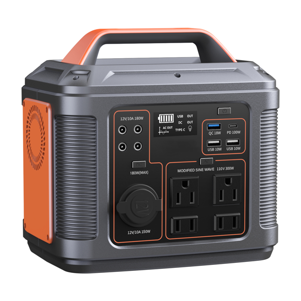 便携式电源站，296Wh 300W 锂电池，300W AC/PD100W 输出，户外太阳能灯、露营帐篷、应急户外家庭使用、呼吸机、电风扇、笔记本电脑、应急、礼品用太阳能发电机-3