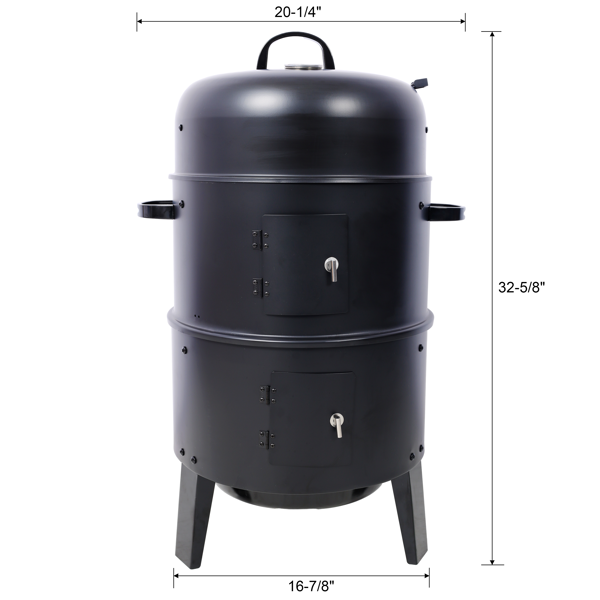 Charcoal Smoker Grill Wood Smoker Grills Outdoor Cooking 16 Inch Vertical Smoker Portable BBQ Grill for Camping, Black-27