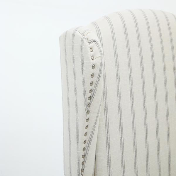 Modern Accent Chair with Retro Wood Legs, Comfy Upholstered Armchair, Floral Design Single Sofa Chair for Living Room Bedroom Office - Stripe-8