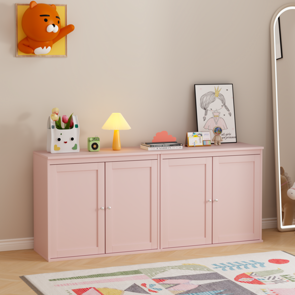 Kitchen Storage Cabinet with Double Doors, Coffee Bar Cabinet with Adjustable Shelves, Sideboard Buffet for Dining Room, Living Room or Entryway, Pink-27