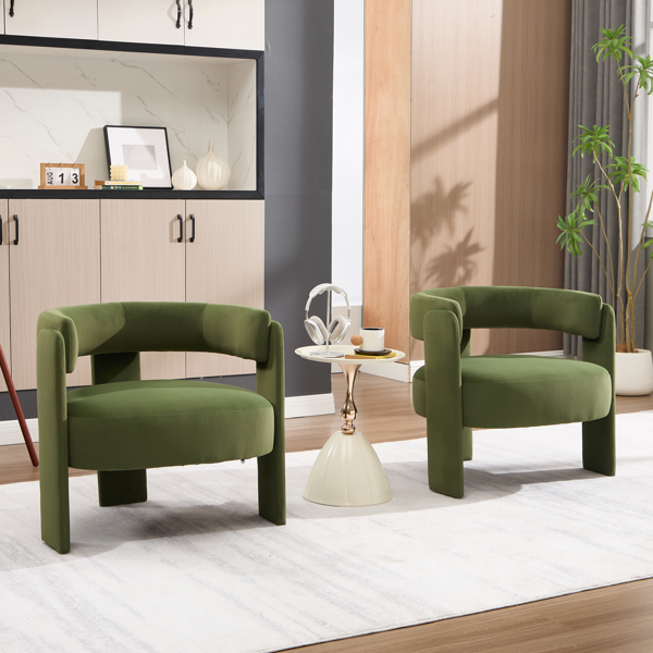 Accent Chair for Living Room, Velvet Comfy Single Sofa Chair Mid-Century Modern Armchair Wooden Legs for Bedroom Office Reading-14