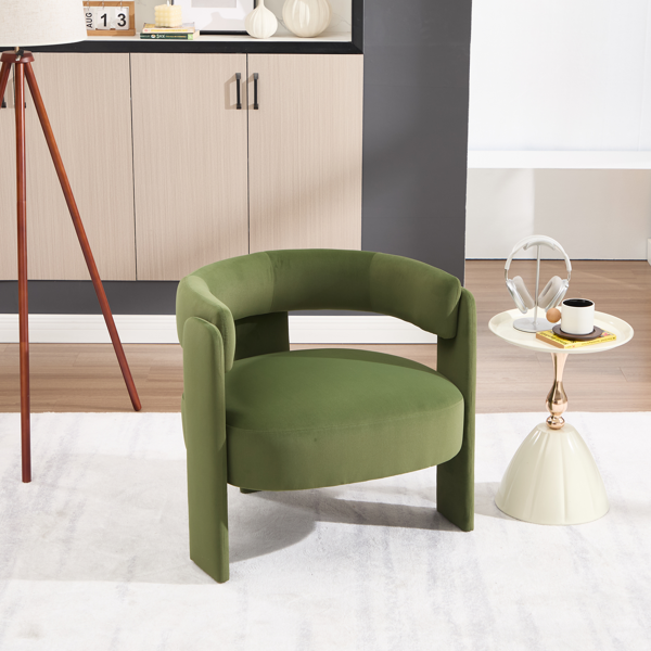 Accent Chair for Living Room, Velvet Comfy Single Sofa Chair Mid-Century Modern Armchair Wooden Legs for Bedroom Office Reading-9
