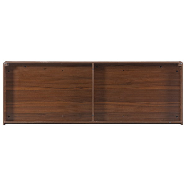 K&K 59" Coffee Bar Cabinet with Fridge Space & Tilt-Out Trash Cabinet, Mini Fridge Wine Cabinet with Storage/Charging Station, Fluted Buffet Sideboard with Glass Holder for Dining Room, Walnut Brown-22