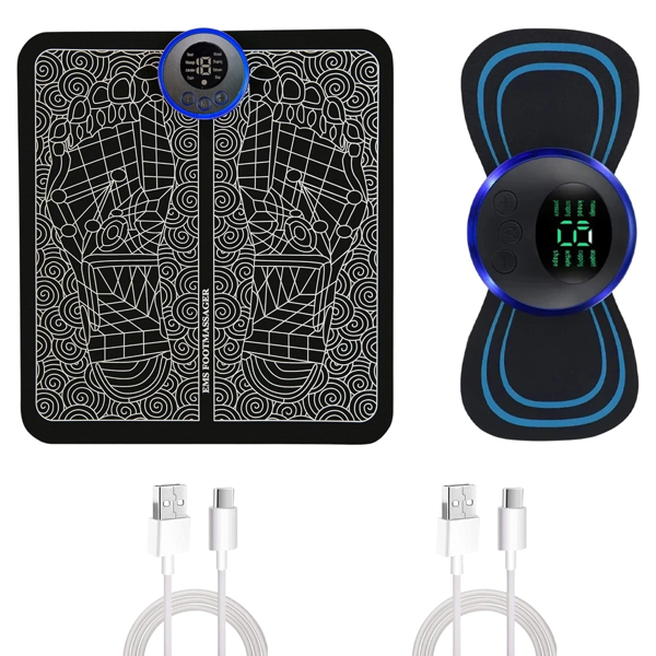 USB电动便携式肩颈按摩器+足部按摩垫 血液循环舒缓放松按摩套装  (美国站点包邮物流发USPS/DHL/Fedex/UPS，不接受指定物流，TK/TEMU仅自提)-1