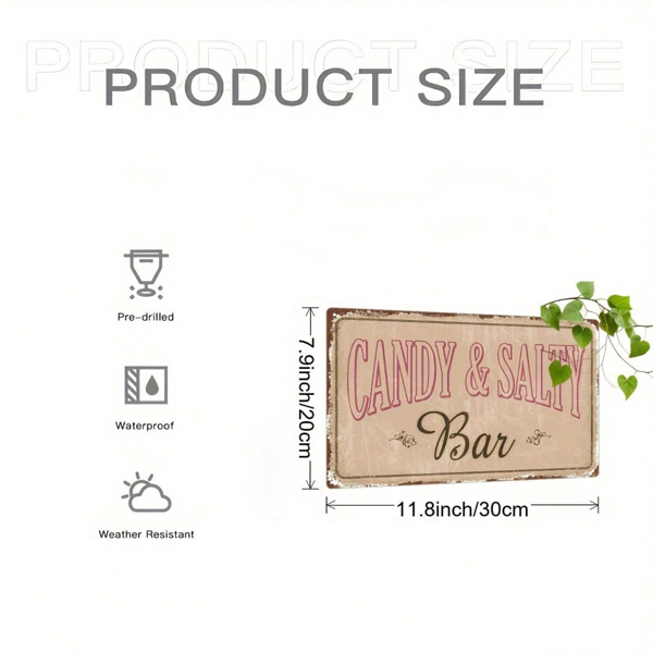 CIFbuy 复古糖果咸水太妃糖棒金属墙饰，复古铁质8x12铭牌（TikTok, temu 自提物流）-2