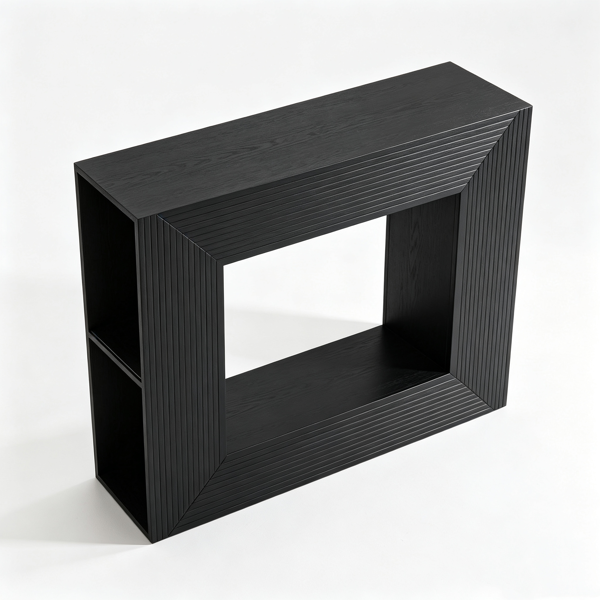 【禁售亚马逊】黑色 回形 密度板吸塑 110*30*82cm 玄关桌-5