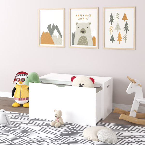 儿童玩具收纳柜，带滚轮抽屉，现代木质玩具收纳箱，适用于游戏房、客厅、卧室-5