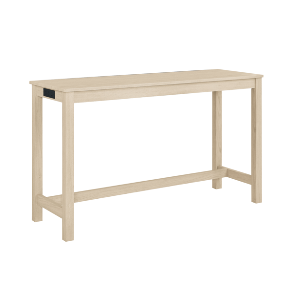 59 Inch Bar Table, Dining Table, Sofa Table with Power Outlet, 3 Upholstered Stools, 4 Piece Bar Table and Chair Set for Living Room, Dining Room, Kitchen-12