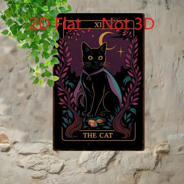 CIFbuy 复古塔罗牌 猫 黑猫 铁皮装饰牌 20x30厘米 哥特风家居墙饰（TikTok, temu 自提物流）-5