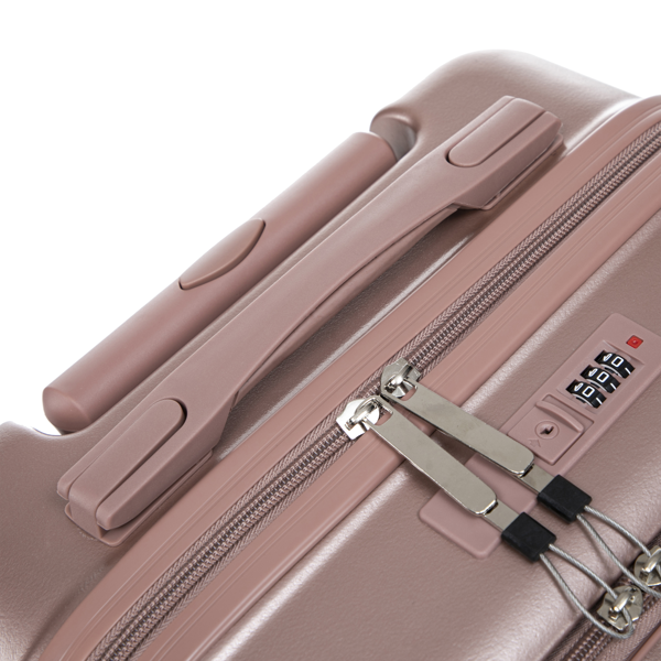 14"/20" 2 pcs/set in ABS Spinner Wheel Luggage, with Combination Lock and Front Opening Design, 14" Cosmetic Case (Champagne)-9