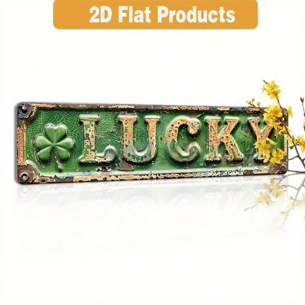 CIFbuy 复古铝制四叶草壁饰 16x4，乡村风幸运标志艺术品（TikTok, temu 自提物流）-1