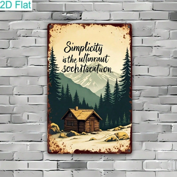 CIFbuy 复古铁质金属锡制2D平面装饰牌，乡村小屋山林主题墙饰（TikTok, temu 自提物流）-8