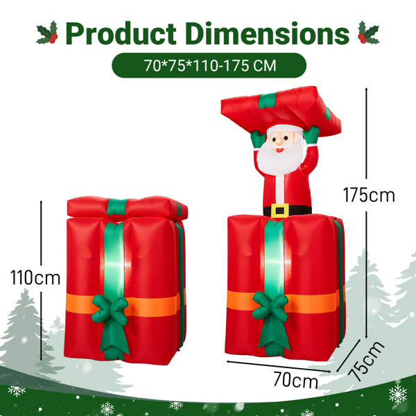 3.6ft 升降老人礼物盒 2颗LED灯 可升降 束口袋 190D涤纶 圣诞充气装饰 12V 12V,2000mA 24W 美规-2