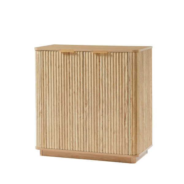 31.5'' Buffet Cabinet Sideboard with Storage Curved wave Design for Bedroom, Living Room, Hallway, Oak,31.5''W x 15.75''D x 31.5''H.-8