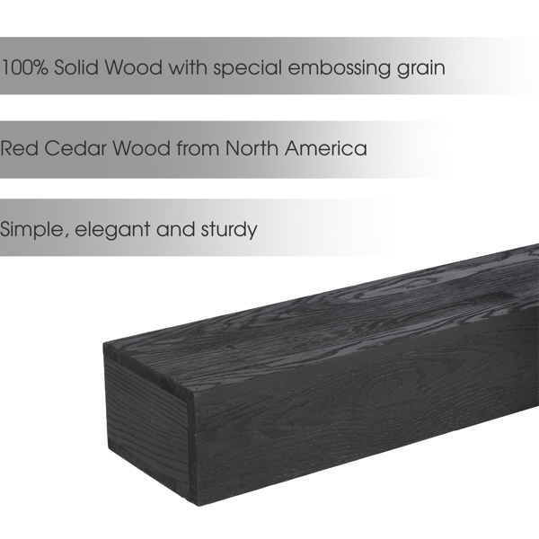 48'' Fireplace Mantel Western Red Cedar Wall-Mounted & Floating Shelf for Home Decor Textured Wood Grain Surface-4