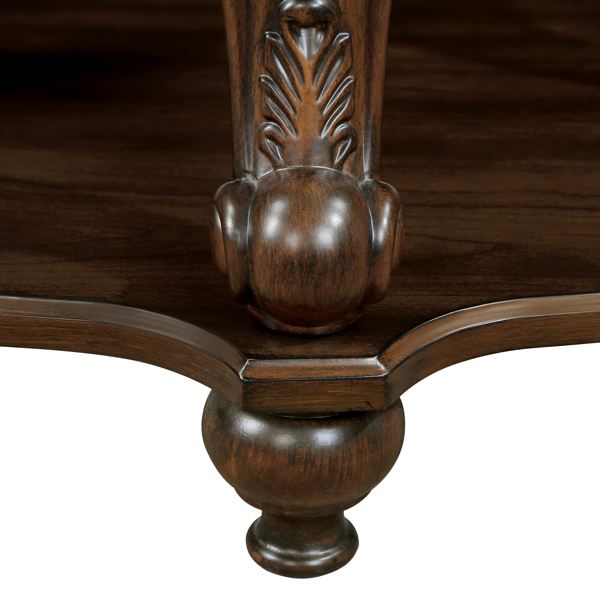 22'' Retro Round End Table,Solid Wood Sofa Side Table with Shelf,Living Room Corner Table Easy Assemble,Cherry-13